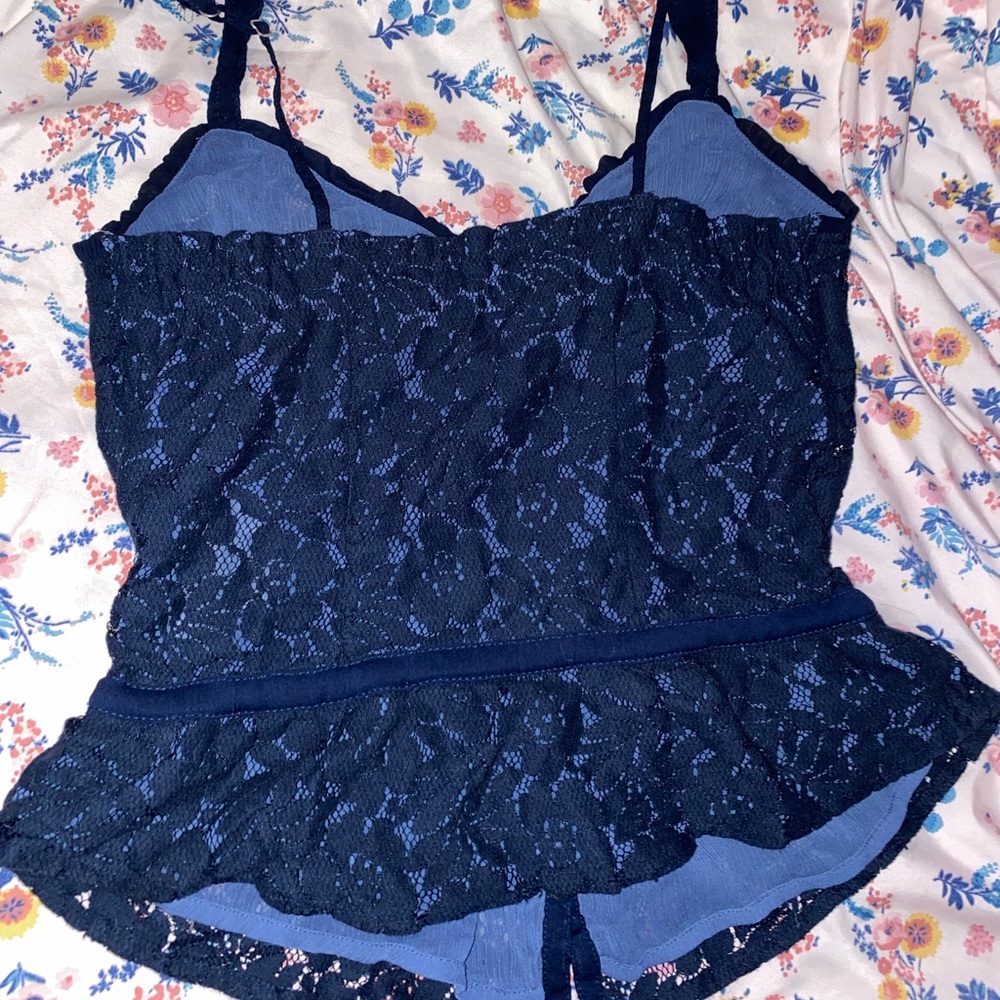 Hollister Dark Blue Lace Top ππ€ - Picture 4 of 4